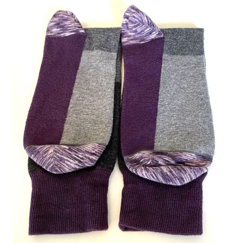 Color Block Crazy Socks Unisex Large Purples Grays BoHo Hippie